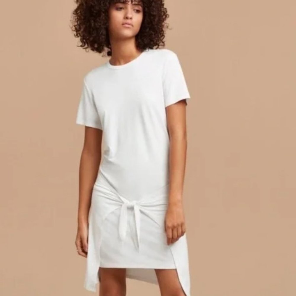 Wilfred Free Bair Tie-Front T-Shirt Dress, White, Size Extra Small, XS - Picture 2 of 8